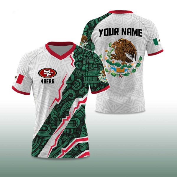 49ers x Mexican Heritage Celebration 2025 V neck Short Sleeve Jersey 2