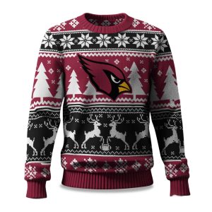 2025 Christmas Cardinals Reindeer Football Ugly Sweater 1