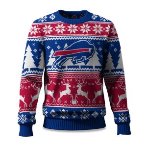 2025 Christmas Bills Reindeer Football Ugly Sweater 1