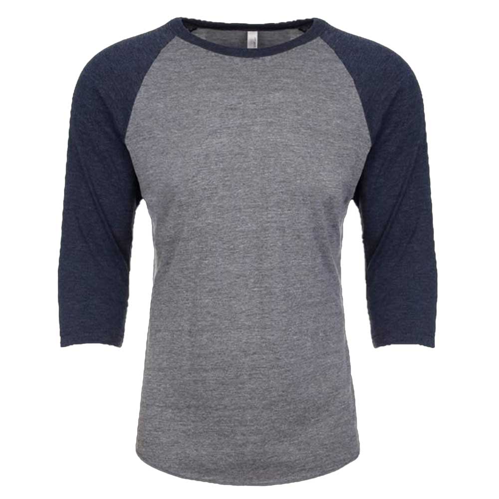 SOLID VINTAGE NAVY SLEEVES/ PREMIUM HEATHER BODY