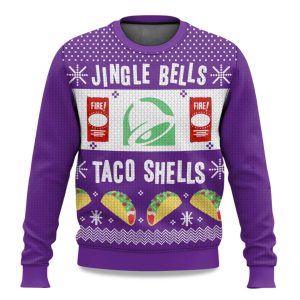 2025 Jingle Bells Taco Shells Fire Ugly Christmas Sweater 1