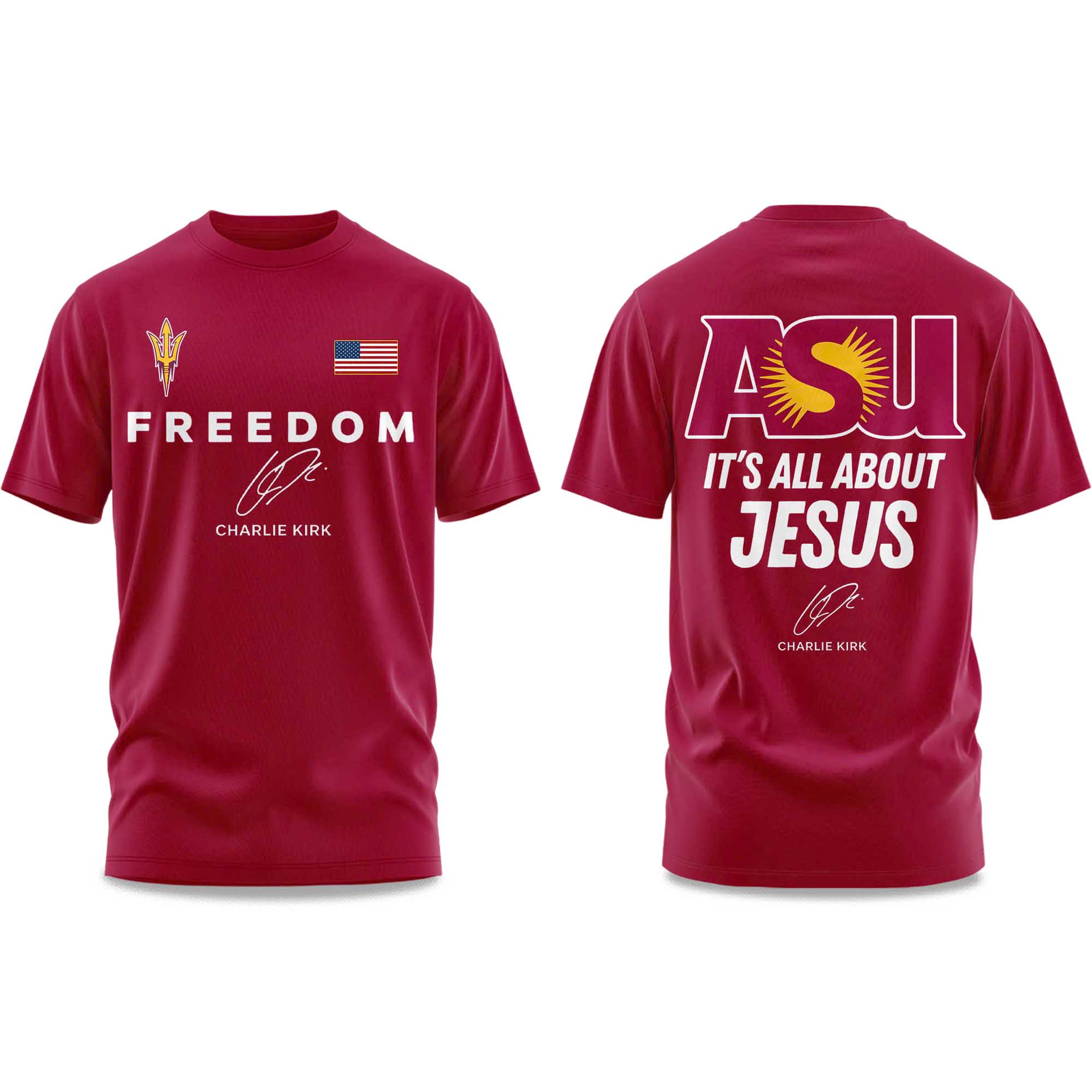 Arizona State Sun Devils FREEDOM It's All About Jesus Charlie Kirk T-Shirt 2025 Arizona State Sun Devils FREEDOM It's All About Jesus Charlie Kirk T-Shirt 2025