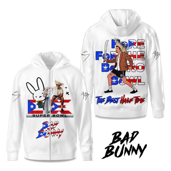 Bad Bunny Here For The Benito Bowl The Best Half Time 2025 Long Sleeve Hoodie 3