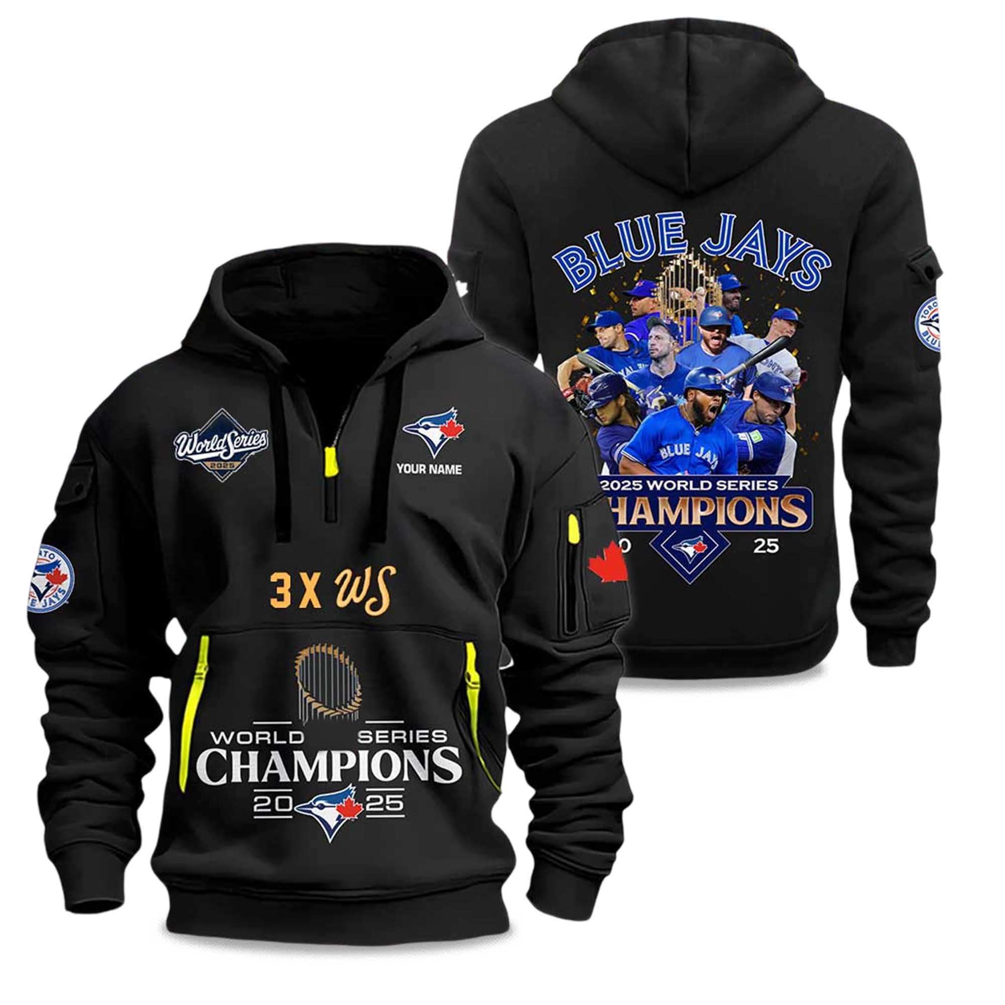 Blue Jays 3X WS Champions 2025 Zip Hoodie 2 Blue Jays 3X WS Champions 2025 Zip Hoodie