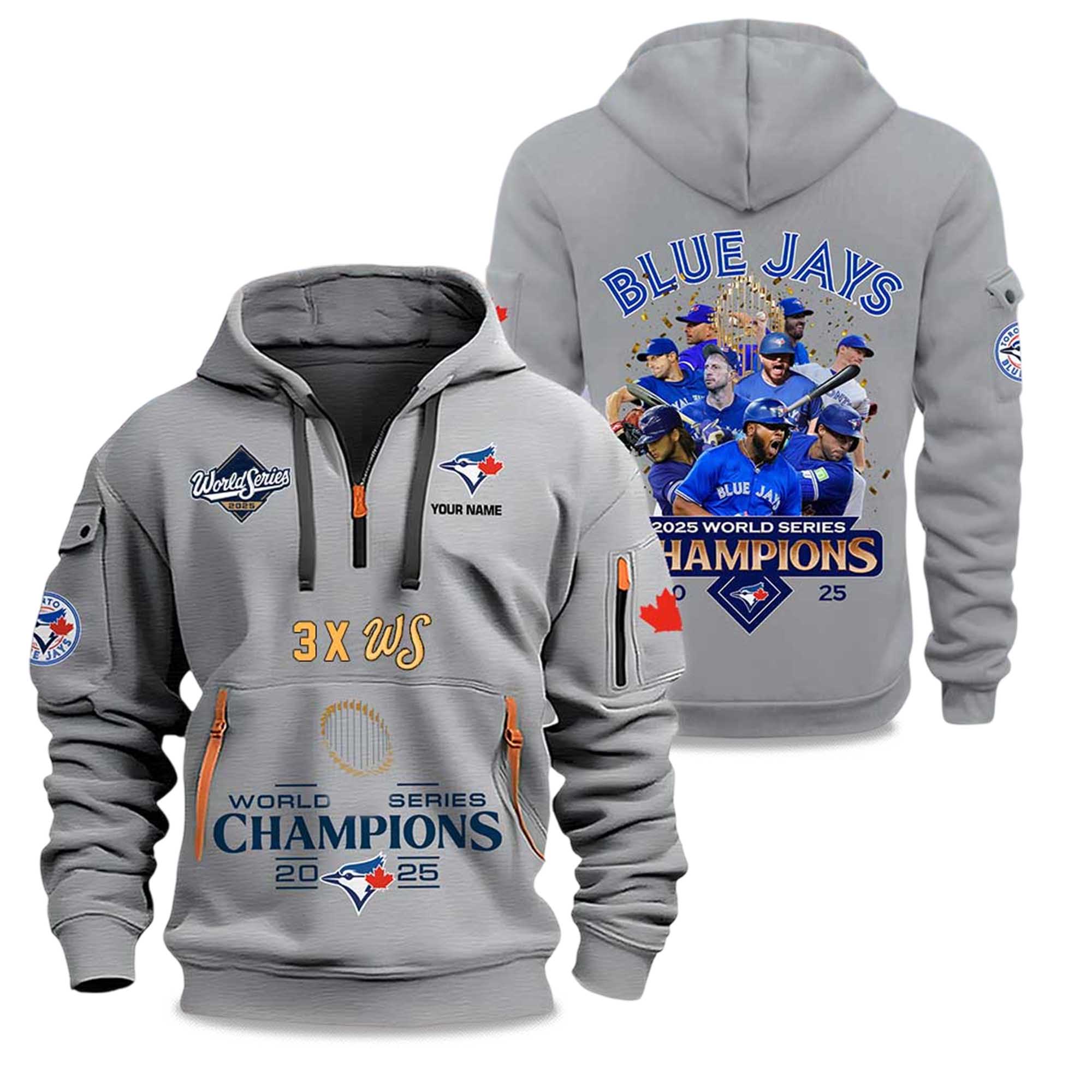 Blue Jays 3X WS Champions 2025 Zip Hoodie 6 Blue Jays 3X WS Champions 2025 Zip Hoodie
