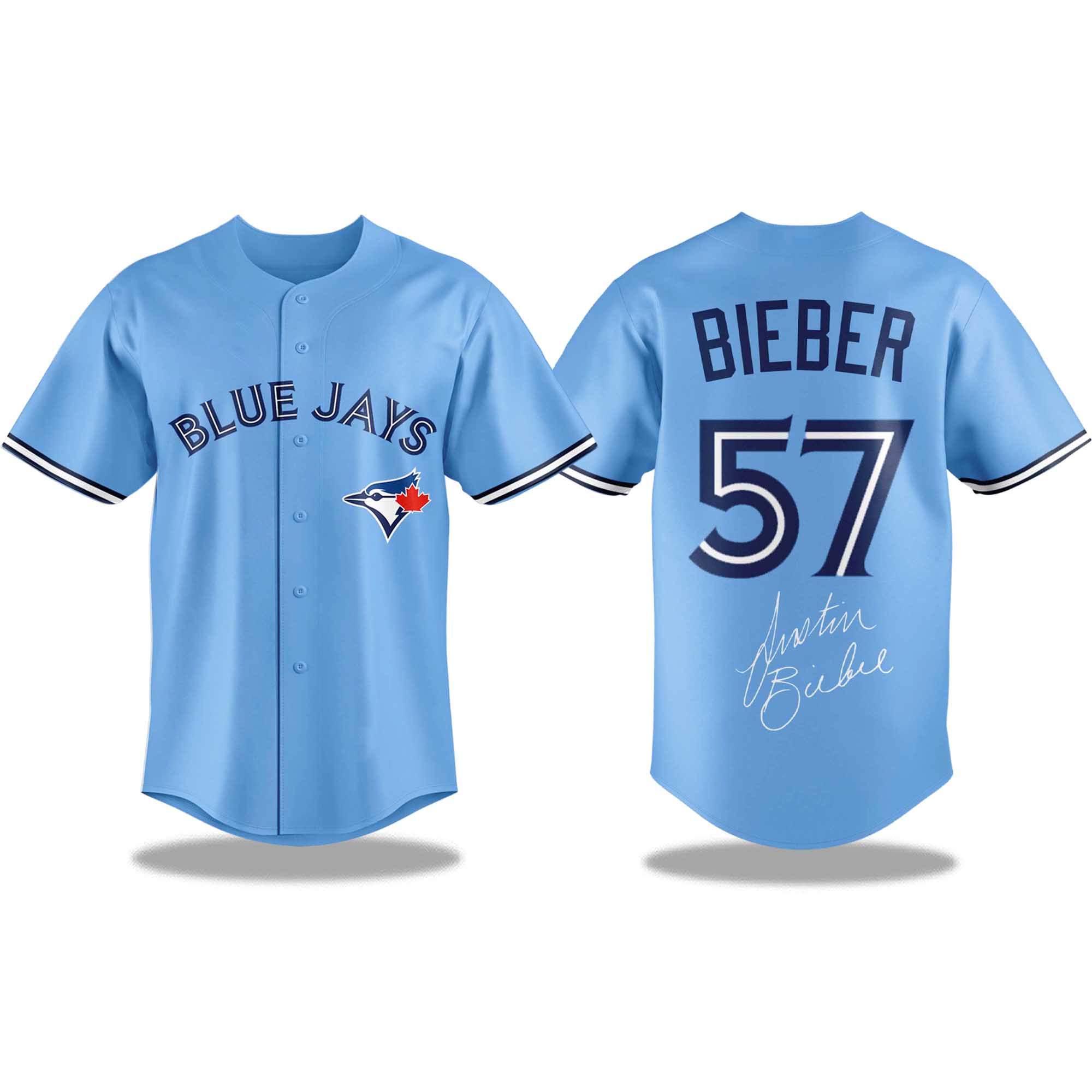 Blue Jays Justin Bieber 57 Signature Jersey 1 Blue Jays Justin Bieber 57 Signature Jersey