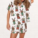 Christmas Holiday Dachshund Silky Satin Pajama Set