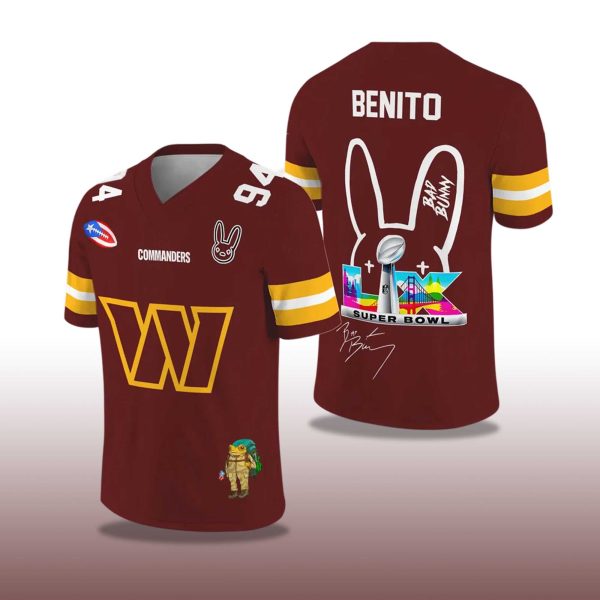 Commanders Bad Bunny Bowl LX 2025 2026 Football Jersey