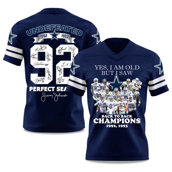 Cowboys Back To Back Champions 2025 V neck Short Sleeve Jersey 0