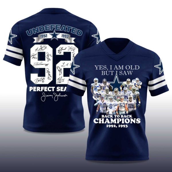 Cowboys Back To Back Champions 2025 V neck Short Sleeve Jersey 1