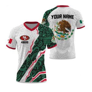 49ers x Mexican Heritage Celebration 2025 V neck Short Sleeve Jersey 1