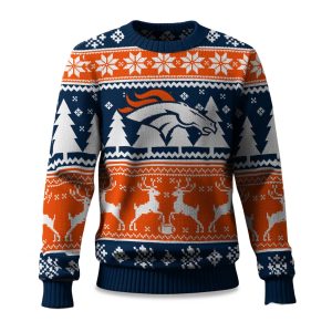 2025 Christmas Broncos Reindeer Football Ugly Sweater 1