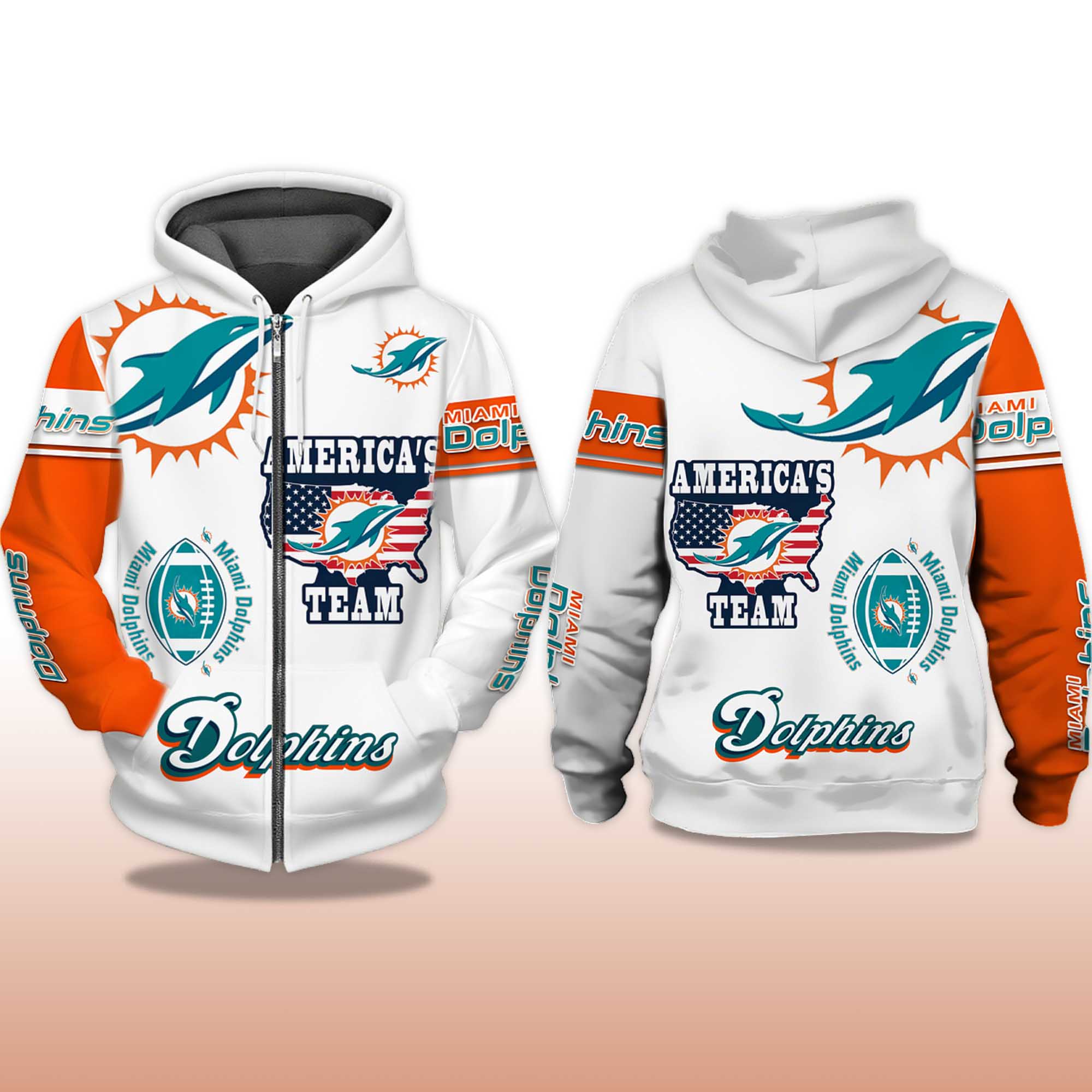 Dolphins America's Team Zip Hoodie 2 Dolphins Americas Team Zip Hoodie 2