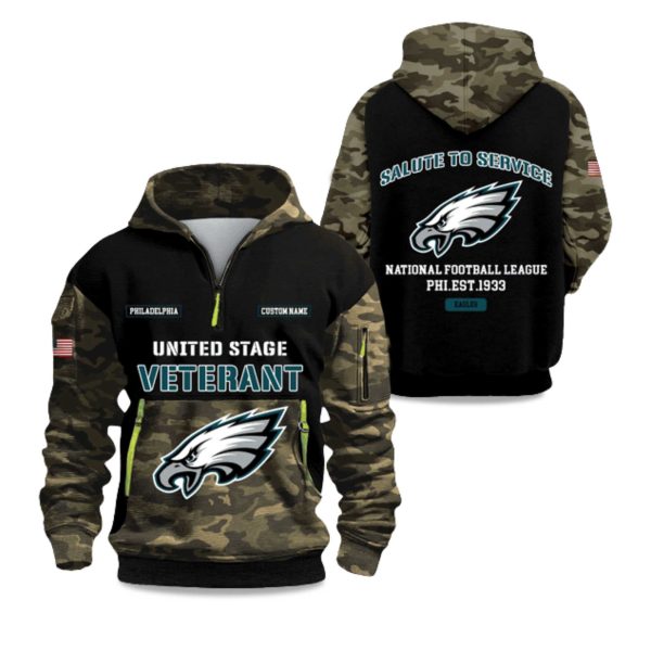 Eagles Salute To Service 2025 Quarter Zip Hoodie 1