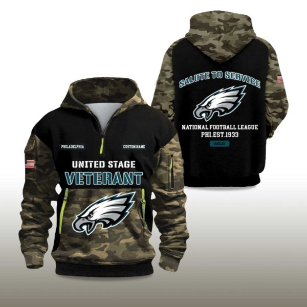 Eagles Salute To Service 2025 Quarter Zip Hoodie 2