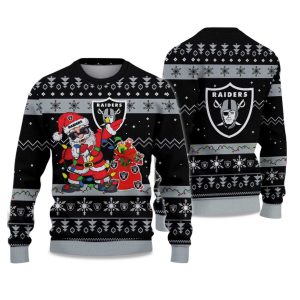 2025 Raiders Santa Claus Ugly Christmas Sweater 1