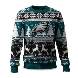2025 Christmas Eagles Reindeer Football Ugly Sweater 1