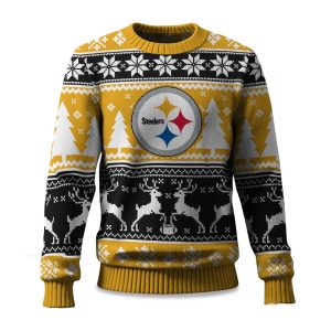 2025 Christmas Steelers Reindeer Football Ugly Sweater 1