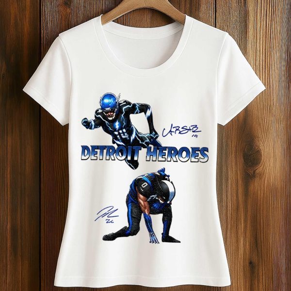 Jahmyr Gibbs And Amon Ra St Brown Detroit Heroes Shirt