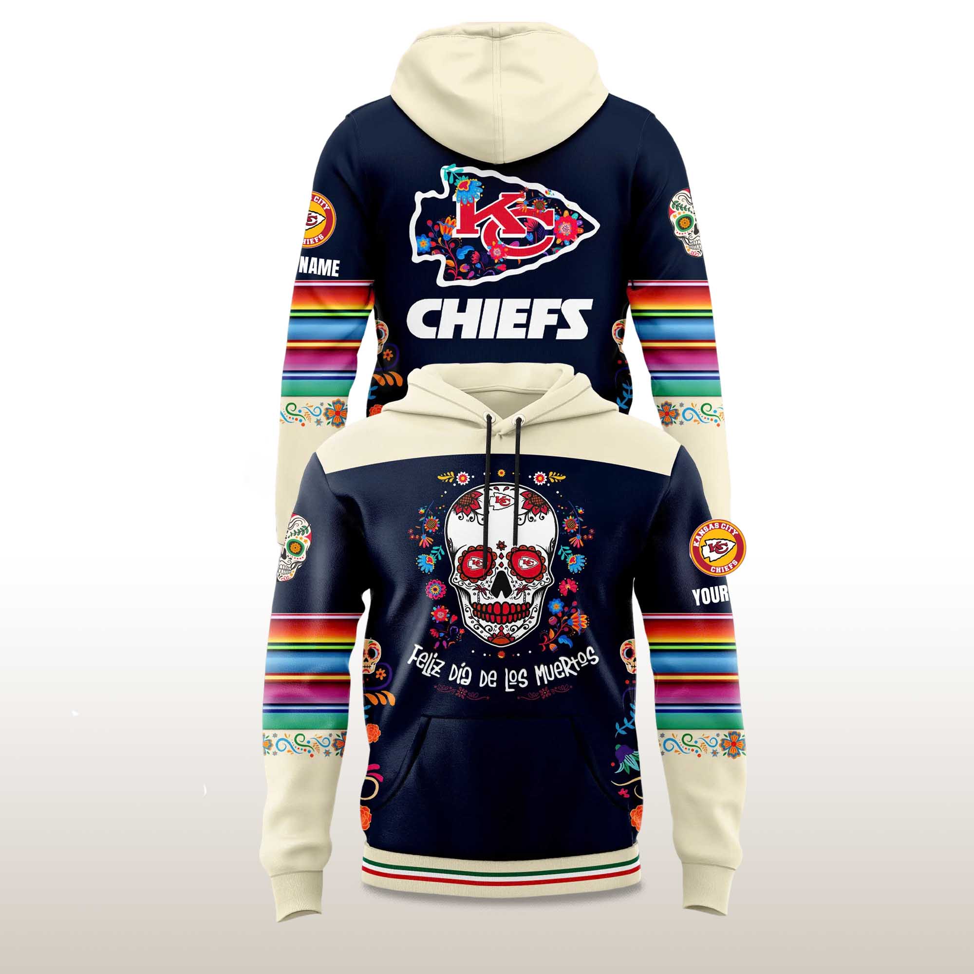 KC Chiefs Día de los Muertos Hoodie 2025 2 KC Chiefs Día de los Muertos Hoodie 2025 (2)