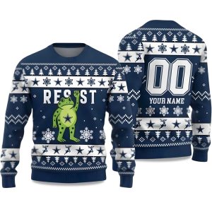 2025 Cowboys Portland Frog Resist Ugly Christmas Sweater 1