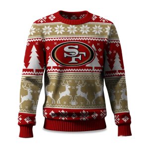 2025 Christmas 49ers Reindeer Football Ugly Sweater 1