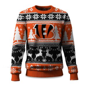 2025 Christmas Bengals Reindeer Football Ugly Sweater 1
