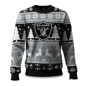 2025 Christmas Raiders Reindeer Football Ugly Sweater 1