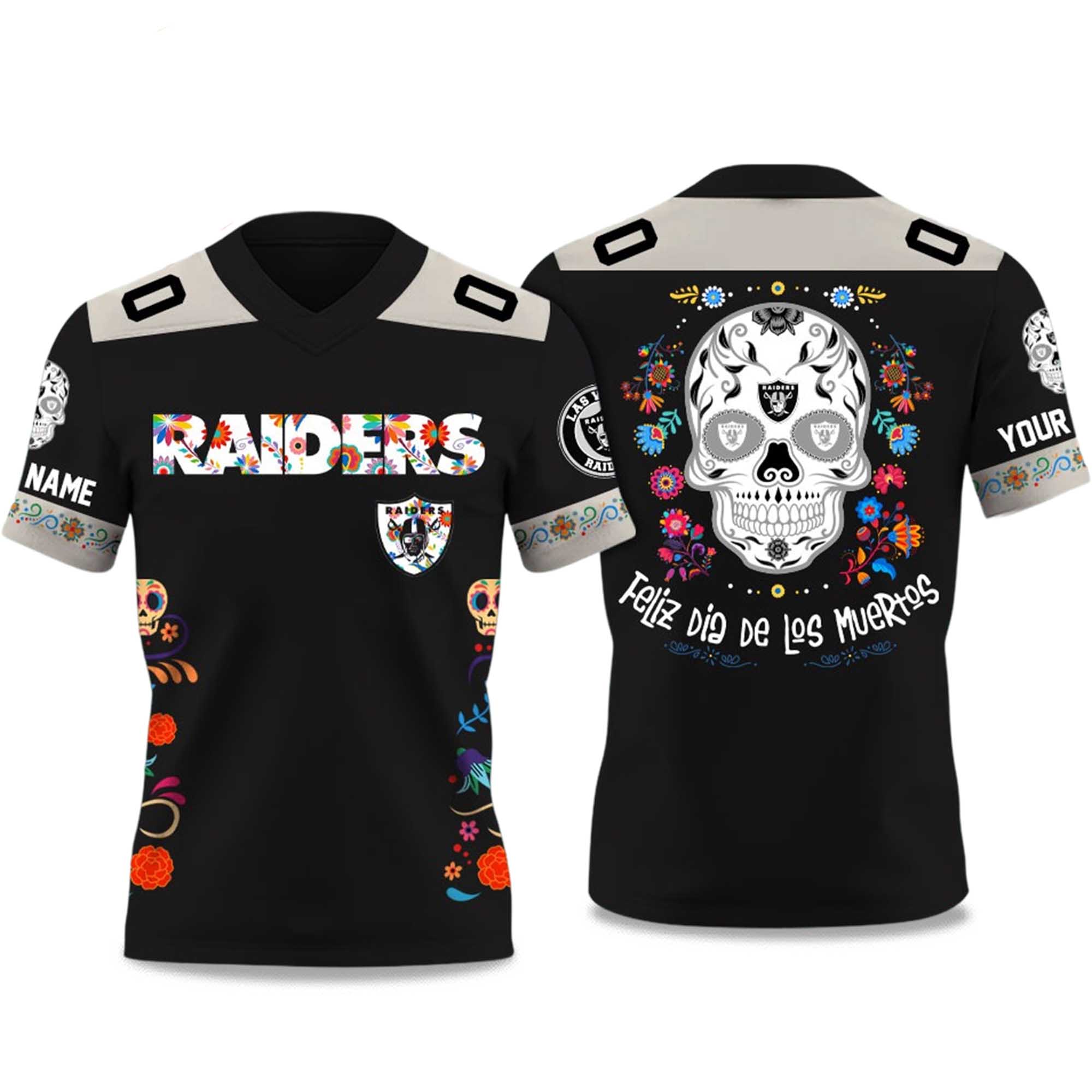Raiders x Dia De Los Muerto 2025 V-neck Short Sleeve Jersey Raiders x Dia De Los Muerto 2025 V-neck Short Sleeve Jersey