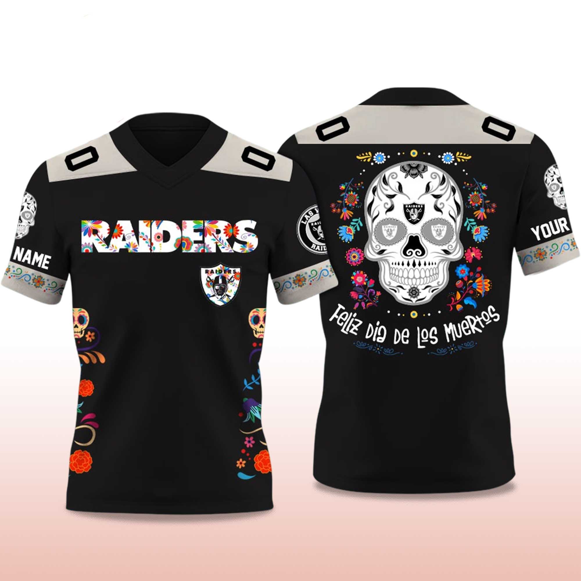 Raiders x Dia De Los Muertos 2025 V-neck Short Sleeve Jersey 2 Raiders x Dia De Los Muerto 2025 V neck Short Sleeve Jersey