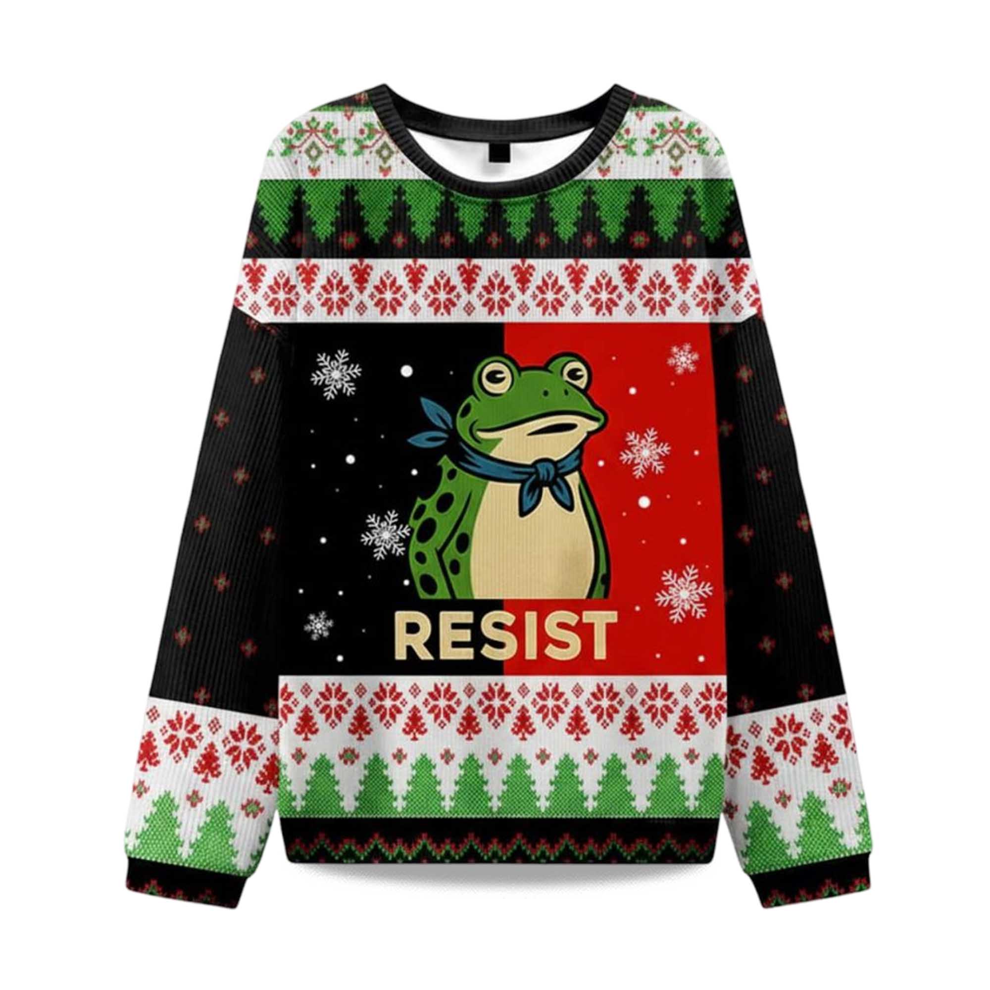 Resist Portland Frog Ugly Christmas Sweater 1 Resist Portland Frog Ugly Christmas Sweater