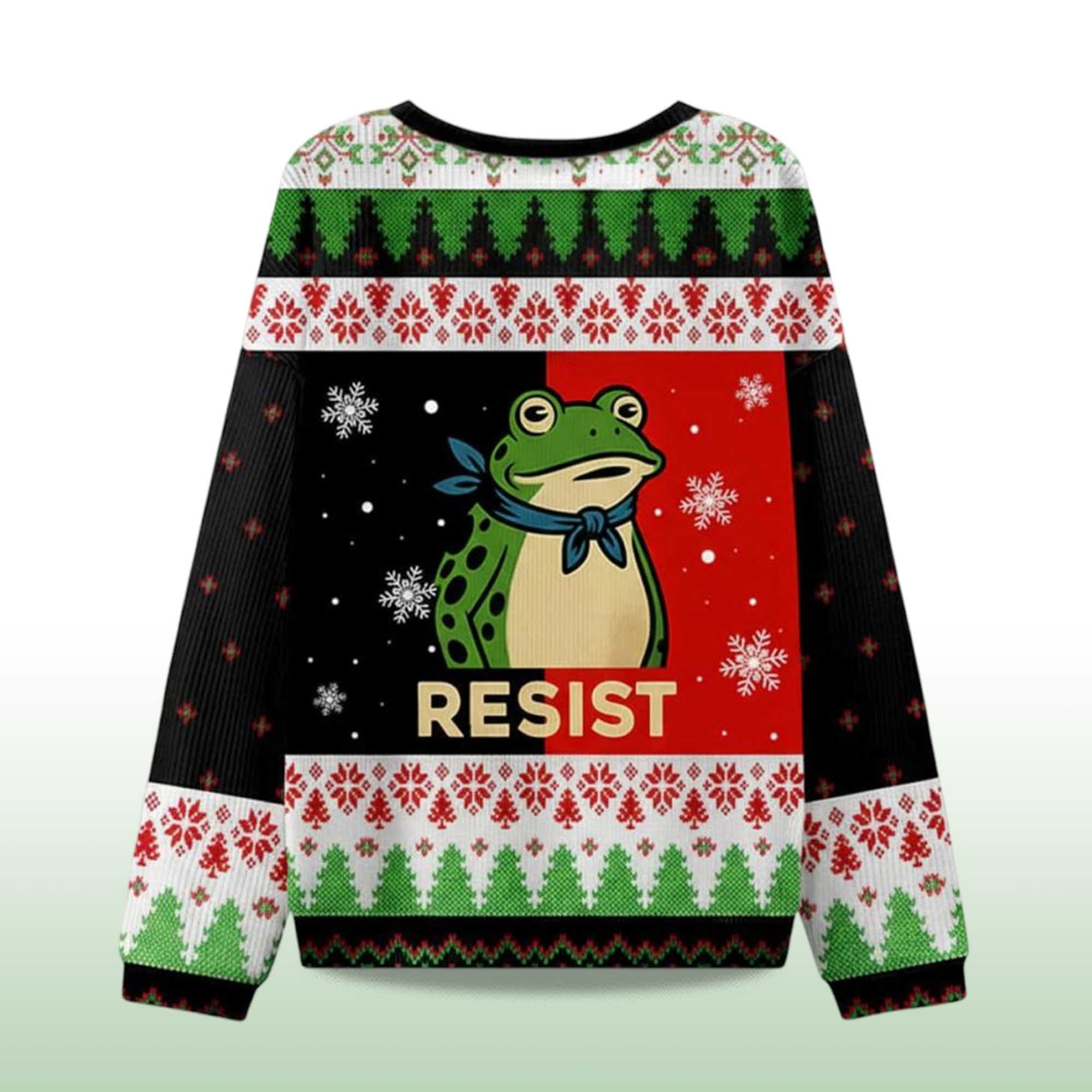 Resist Portland Frog Ugly Christmas Sweater 2 Resist Portland Frog Ugly Christmas Sweater