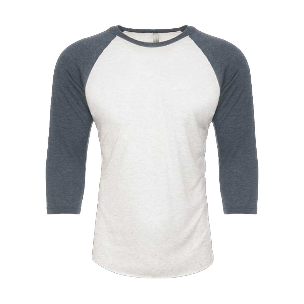 SOLID INDIGO SLEEVES/ HEATHER WHITE BODY