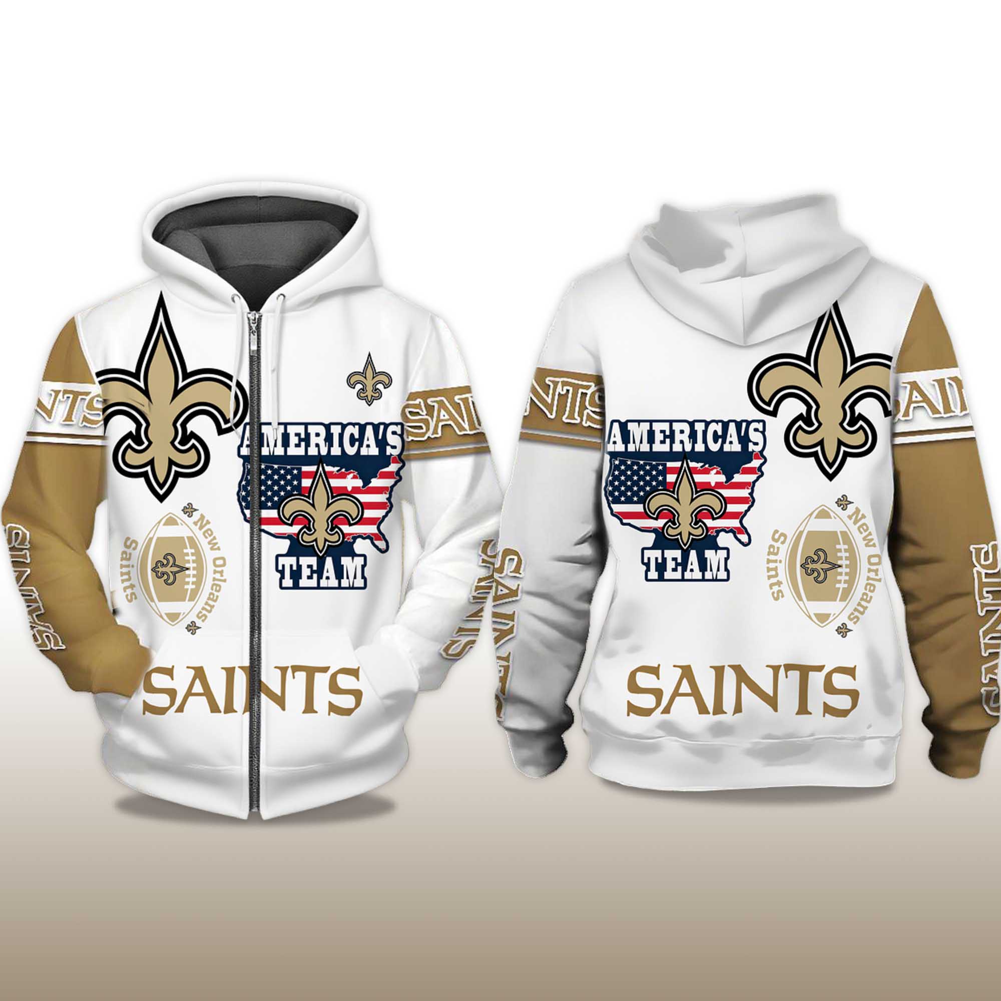 Saints America's Team Zip Hoodie 2 Saints Americas Team Zip Hoodie 2