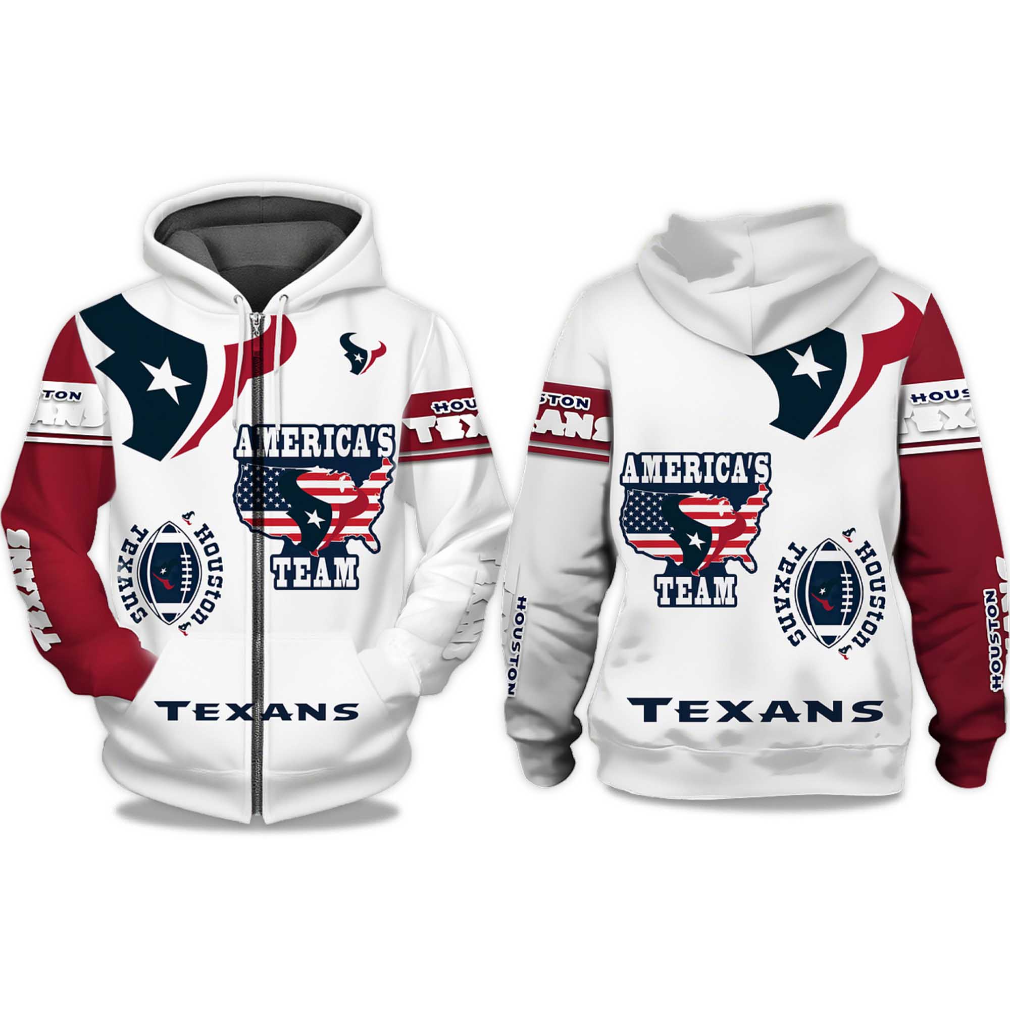 Texans America's Team Zip Hoodie