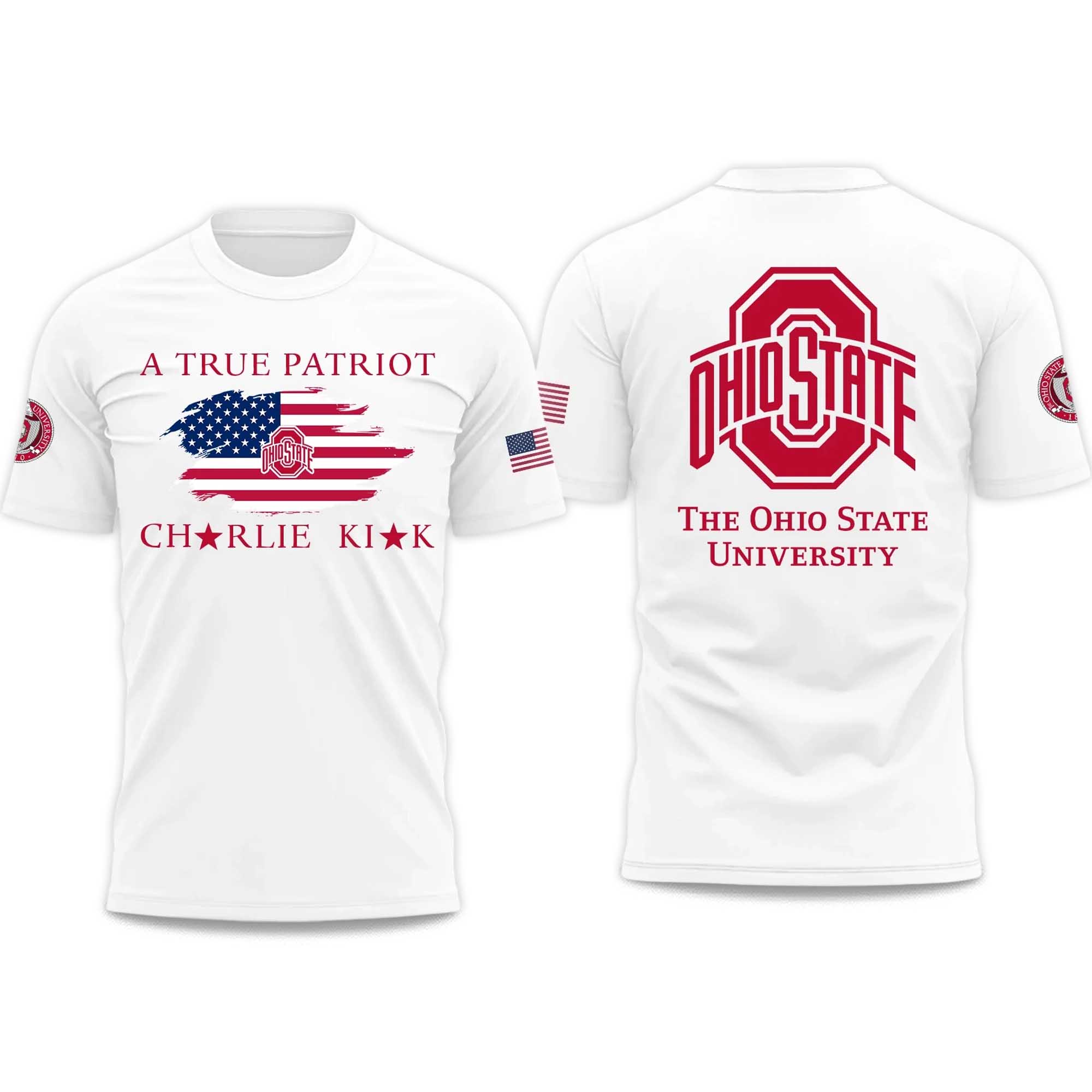 The Ohio State University A True Patriot Charlie Kirk 2025 Shirt The Ohio State University A True Patriot Charlie Kirk 2025 Shirt