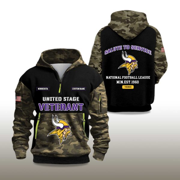 Vikings Salute To Service 2025 Quarter Zip Hoodie 2