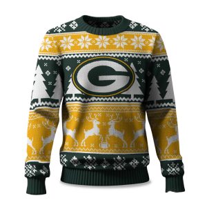 2025 Christmas Packers Reindeer Football Ugly Sweater 1