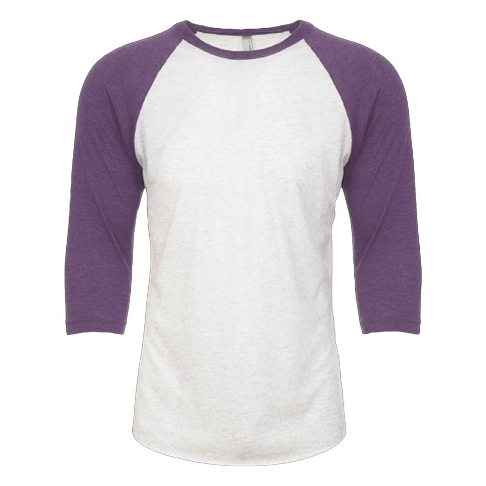 SOLID PURPLE RUSH SLEEVES/ HEATHER WHITE BODY