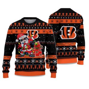 2025 Bengals Santa Claus Ugly Christmas Sweater 2