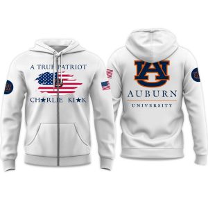 Auburn University A True Patriot Charlie Kirk 2025 Zip Hoodie 1