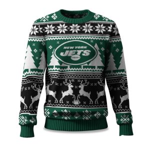 2025 Christmas Jets Reindeer Football Ugly Sweater 1