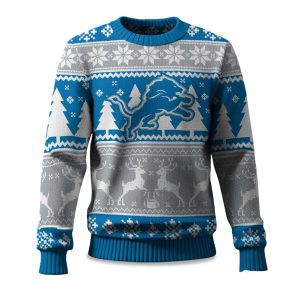 2025 Christmas Lions Reindeer Football Ugly Sweater 1