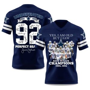 Cowboys Back To Back Champions 2025 V neck Short Sleeve Jersey 0