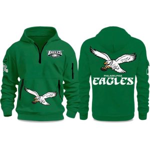 Eagles Throwback Green 2025 Quarter Zipper Hoodie