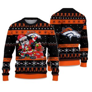 2025 Broncos Santa Claus Ugly Christmas Sweater 1