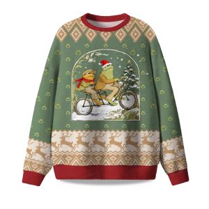 2025 Frog Reading Ugly Christmas Sweater