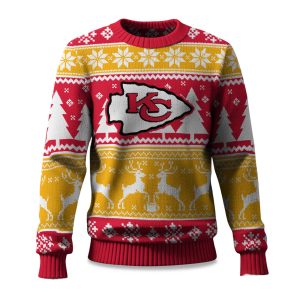 2025 Christmas Chiefs Reindeer Football Ugly Sweater 1