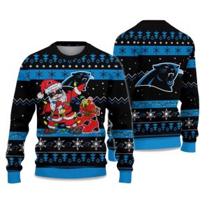 2025 Panthers Santa Claus Ugly Christmas Sweater 1