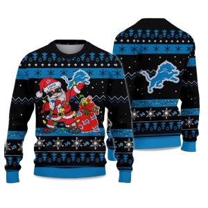 2025 Lions Santa Claus Ugly Christmas Sweater 1
